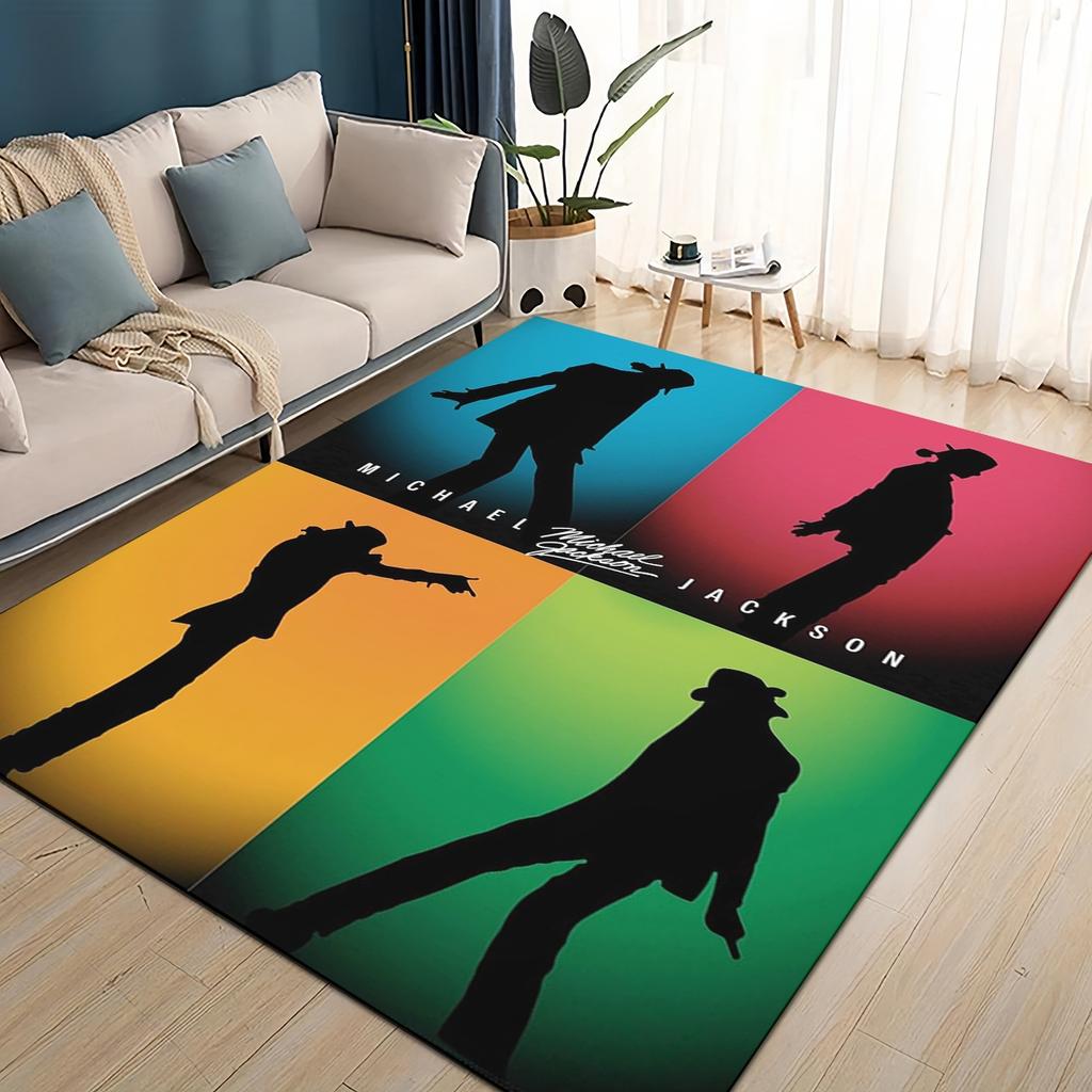 Neuer Stil Michael Jackson King of Pop MJ Teppich für Wohnzimmer Schlafzimmer Zuhause Sofa Dekoration, Rutschfeste Bodenmatte für Kinder