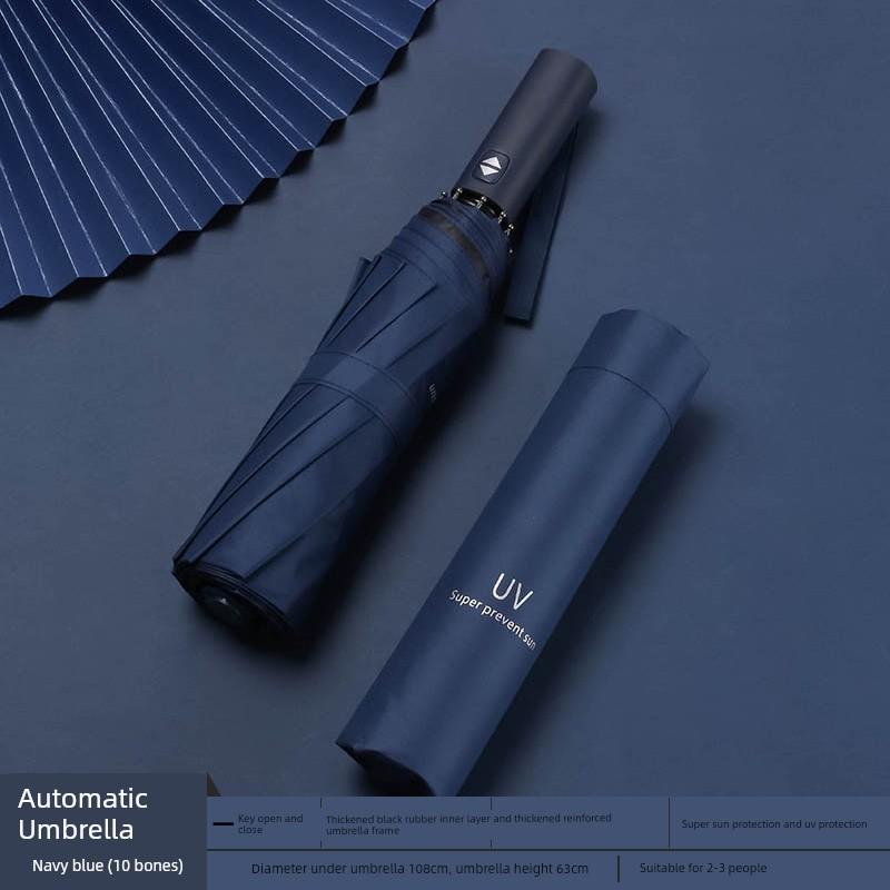 Automatic Umbrella Ins Style Men's and Women's Dual-Use Black Glue Sun Umbrella Sun Protection UV Protection Folding Sun Umbrella