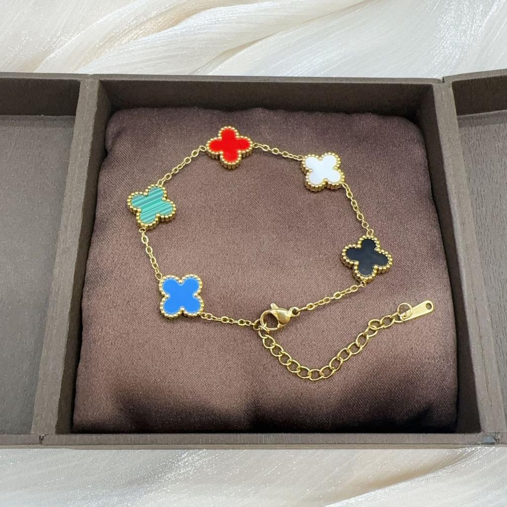 Fashion Titanium Steel Four-Leaf Clover Bracelet Women Do Not Lose Color Luxury High-Grade Hand Jewelry