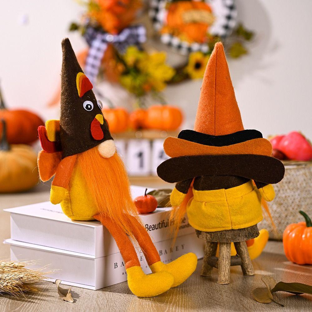 Creative Autumn Turkey Rudolf Doll Ornament Cute Miniature Figurine Sculpture  Harvest