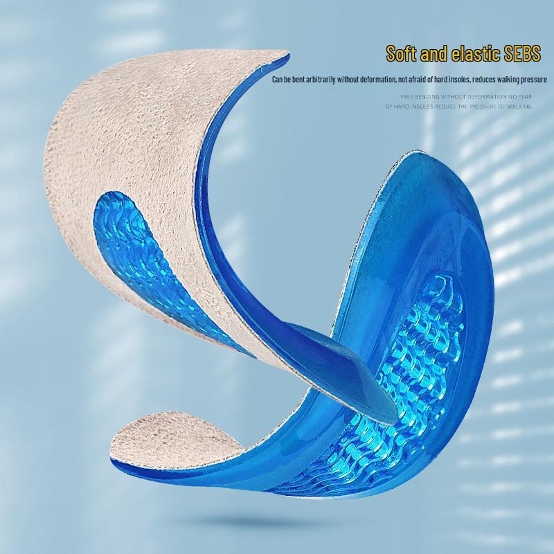 SEBS Composite Cloth Sports Soft Shock Absorption Heel Pads - Blue, Wear-Resistant, Anti-Slip Design for Men & Women.