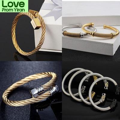 Bracelet en acier inoxydable de luxe pour hommes, bracelets rigides punk, bracelet à tête ronde à la mode avec ouverture en acier inoxydable pour hommes