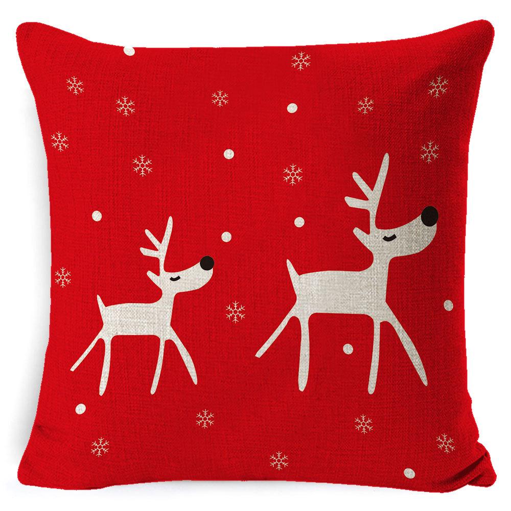 Christmas Celebration Pillow Elk Snowman Festive Cushion Cover Red Sofa Back Cushion Pillow Cover