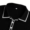 Men Short Sleeve Polo Shirt Trim Ribbed Knit Button Down Collared Casual Top for Summer Daily Wear Office