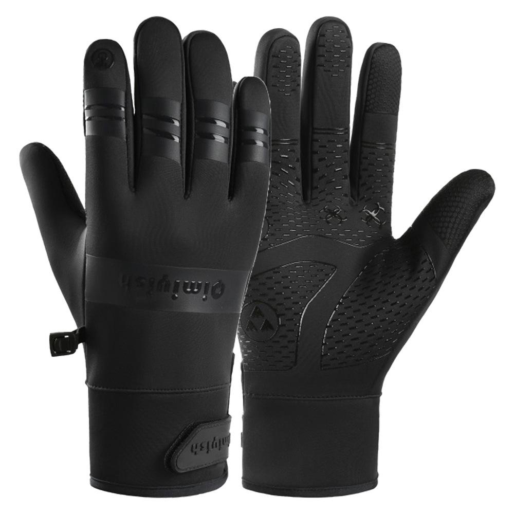 Men's and Women's Windproof Cycling Gloves: Water-Repellent, Non-Slip, Touchscreen, Fleece-Lined for Winter Warmth.