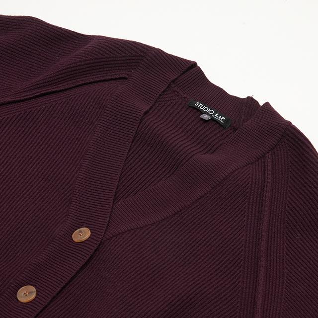 Lap Volume Sleeve Ribbed Knit Cardigan Aq4Kga61