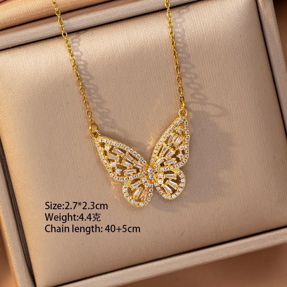 [Titanium Steel] Necklace Women's Copper Micro-inlaid Electroplating Advanced Sense Delicate Clavicle Chain Jewelry