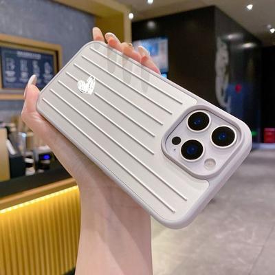 מארז טלפון למזוודה יוקרתי מעוצב 3D עם פסים גליים, מסגסוגת אלומיניום, לעדכון iPhone 17 Pro Max 16 15 14 13, עם תווית מקורית וקופסת אריזה, כיסוי אחורי