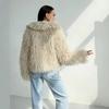 Womens Short Faux Fur Coat Turn-down Collar Pockets Sweet Elegant Style 2026