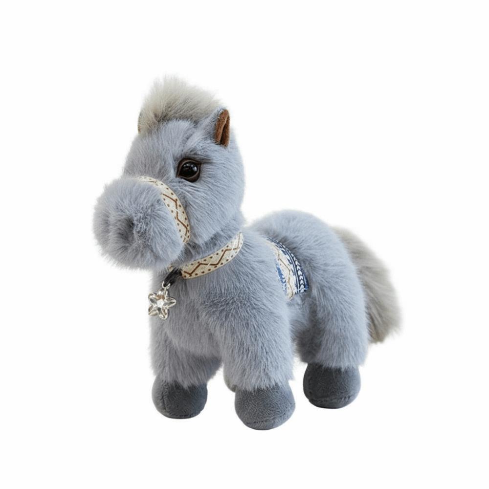 

Soft New Year Mascot Long Mane Lifelike Details Plush Doll Horse Plush Toys Birthday Gifts серый