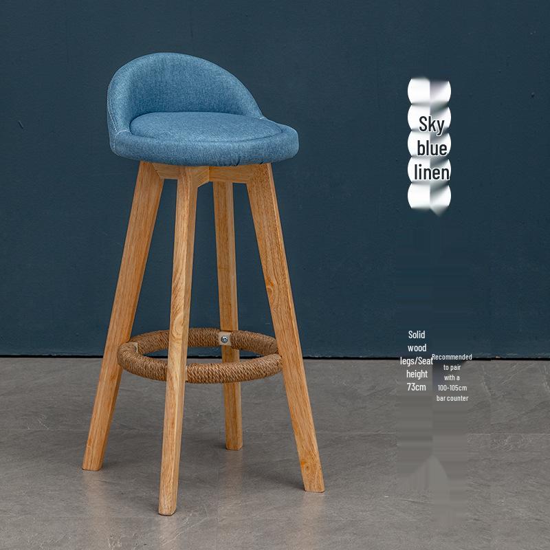 Nordic Solid Wood Swivel Bar Stool - Modern Minimalist Design for Home Bars