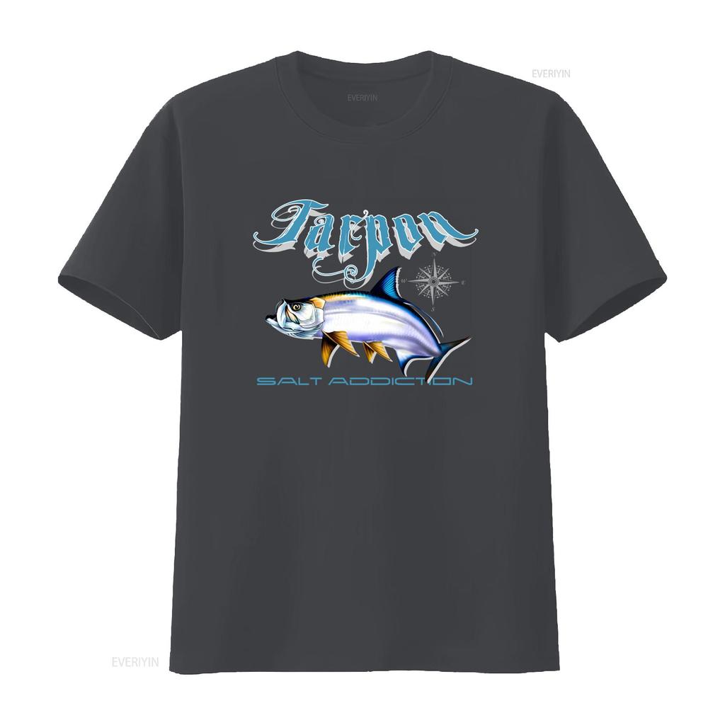Salt Addiction Tarpon Fishing T Shirt Flats Design with Life Rod Reel Lure Baits vintage Washed Stylish Stretched graphic Soft