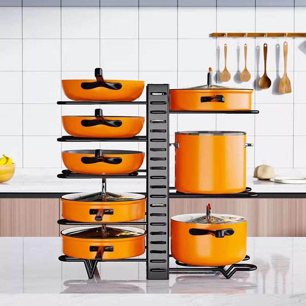 Adjustable Pots and Pans Organizer Rack Metal Pot Rack Organizer Pot Cover Storage Rack  for Home