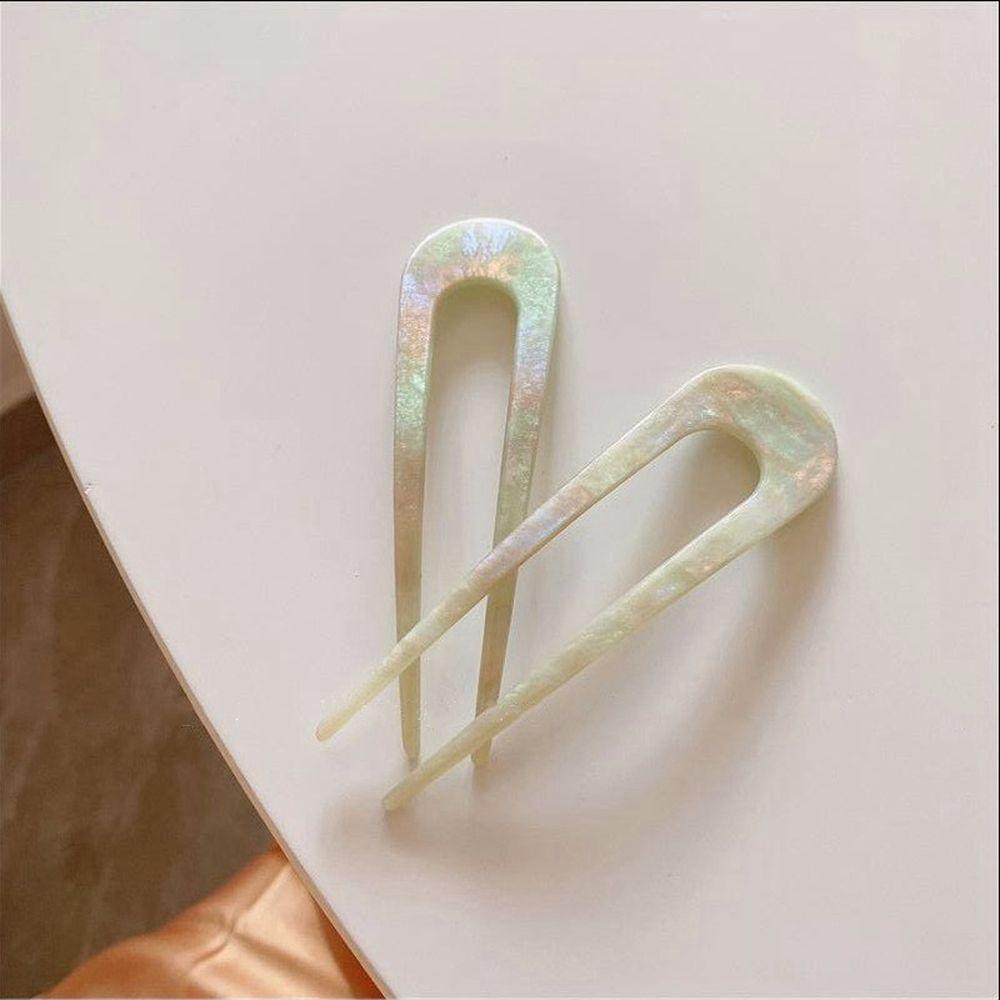 Girls Korean Style Headwear Female Hair Accessories Checkerboard Hair Stick U-shaped Hairpin