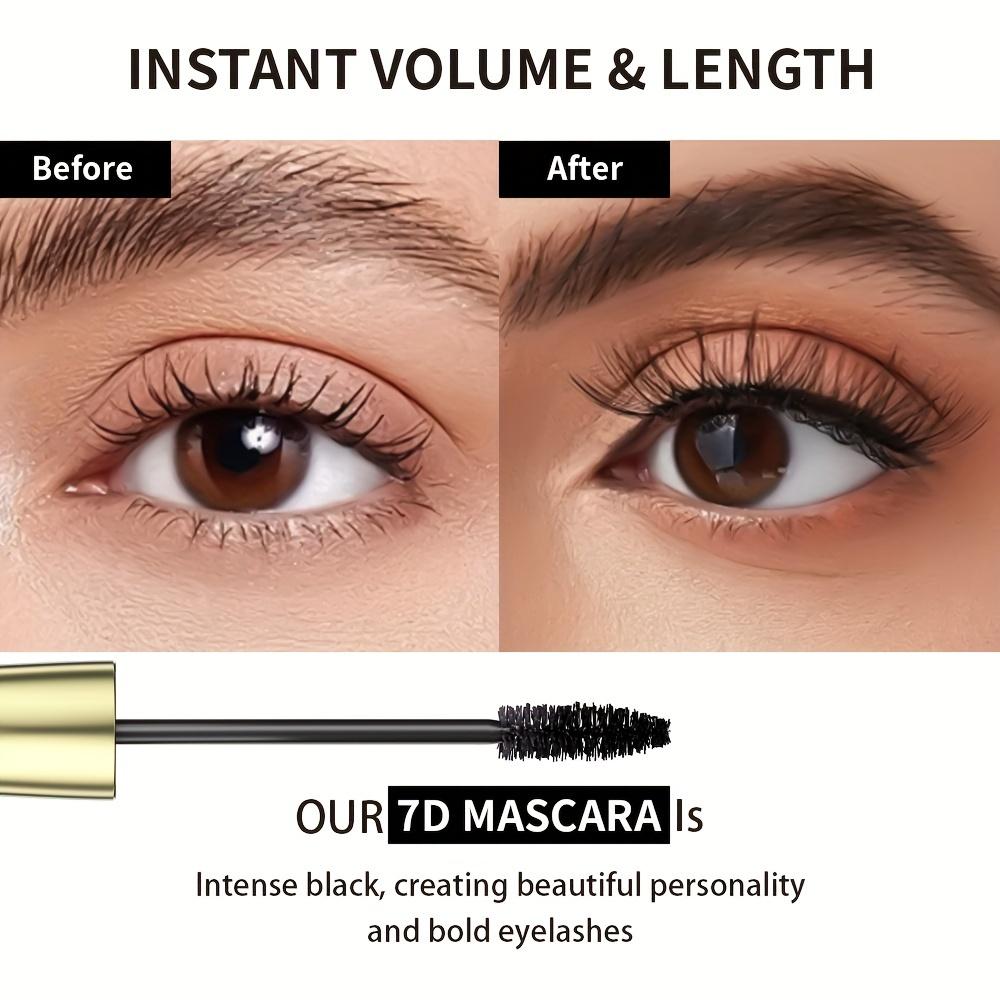 7D Silky Fiber Waterproof Mascara Czarny tusz do rzęs o długotrwałym działaniu, bez grudek i rozmazywania, z oliwkową szczoteczką, nadający rzęsom objętości