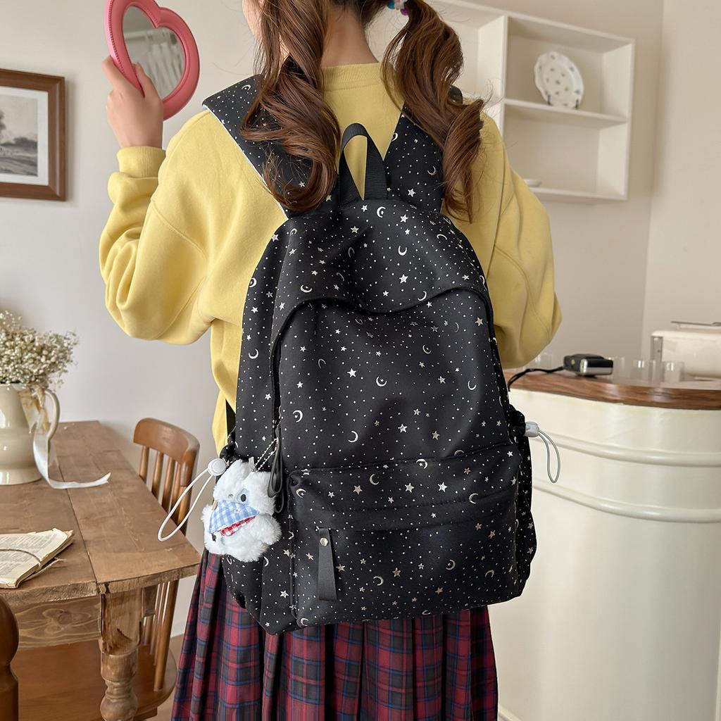 Schoolbag Korean Star Moon School Bag Female Junior High School Student Youth Girl Style High Value Campus Lightweight Simple Backpack