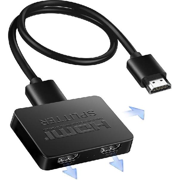 avedio links HDMI Splitter 4K@60Hz, HDMI Splitter 1 in 2 Out, HDMI Splitter for 2 Same Screen Only Mirror Screens, Support 3D Dol-by Vision Atmos