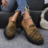 Leather Oxford Shoes for Women Pumps Fashion Slip on Paisley Women Shoes Square Mid Heels Platform Shoes Woman Loafers Plus Size