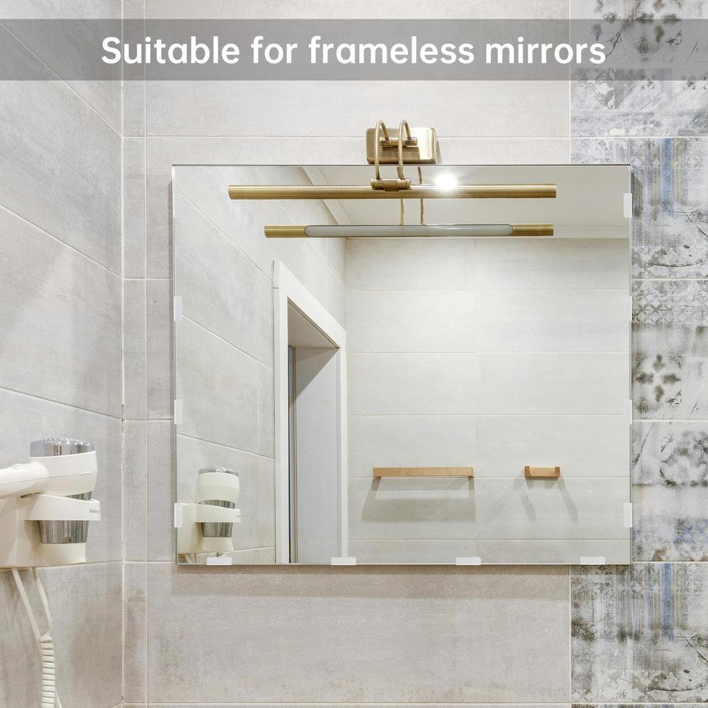 16 Packs 304 Stainless Steel Mirror Holder Clips, Wall Mount Frameless Mirror Bracket for Photo Frame Billboard with Screws and Anchor Sleeves