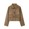 Fashionable Women's Lapel Long-sleeved Suede Textured Jacket Coat For Women
