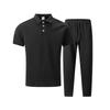 Herren Sommer Jacquard Poloshirt & Lange Hose Freizeit Set