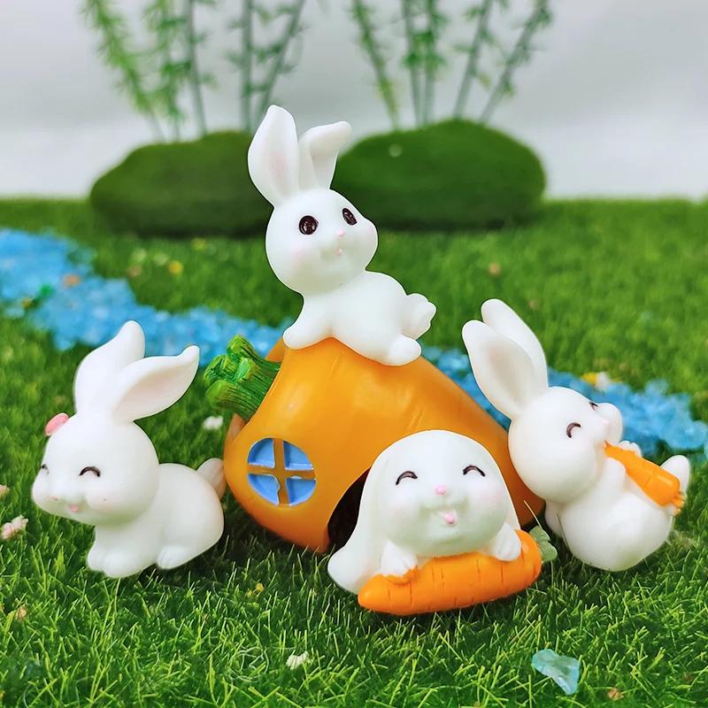 2025 Wielkanoc Słodkie Króliki Zajączek Marchewka Miniaturowa Figurka DIY Krajobraz Ozdoba Domowa Doniczkowa Dekoracja Ciasta Zwierzęce Akcesoria