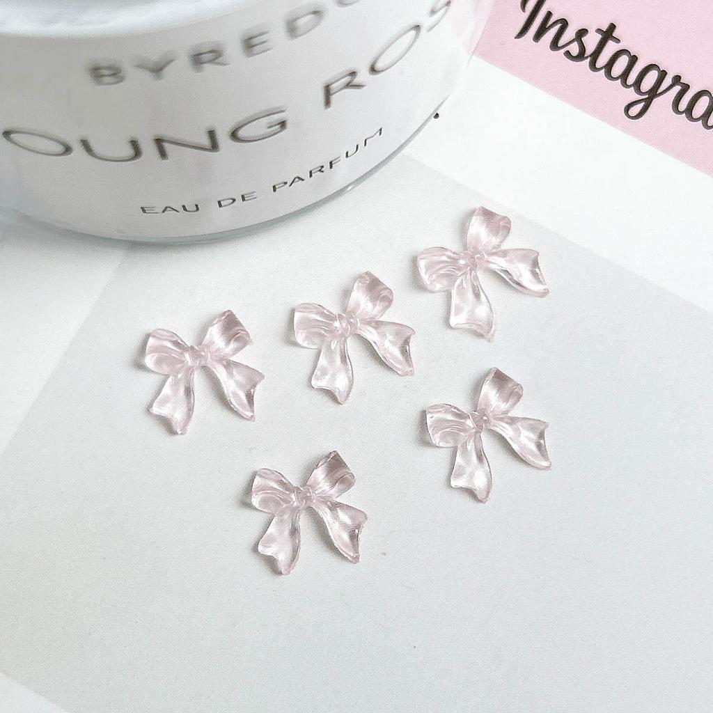 Jelly Color Ice Transparent Bowknot Nail Art Accessories Resin 3D Small Bow Versatile Ins Wearable Nail Decorations