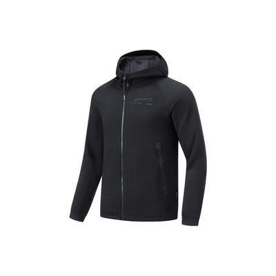 Fitness Series Solid Color Hooded 3D Cut Cardigan Long Sleeve Sweatshirt Men Tops Black AWDT741-1