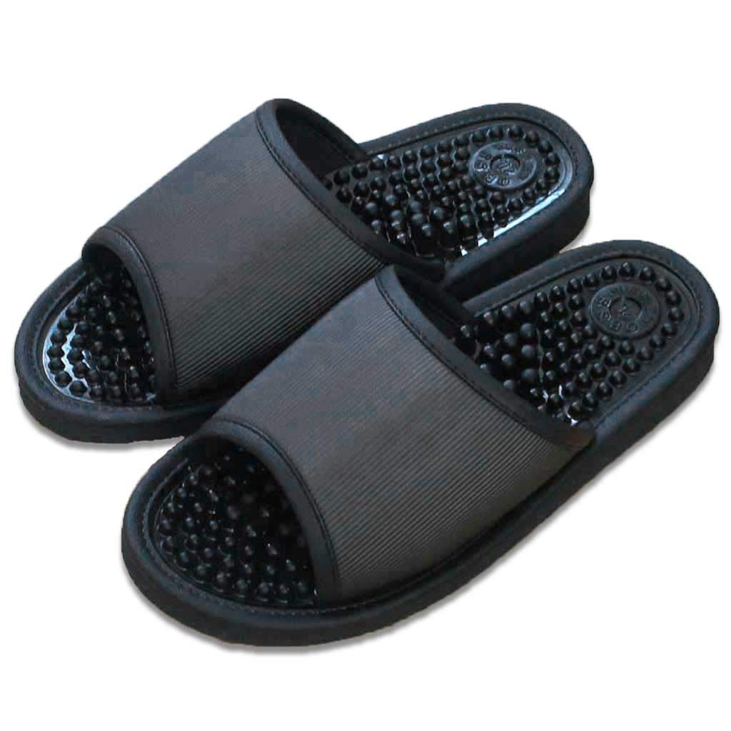 Kobo Slippers by Reyule Health Size 2L to Made in Foot Black [Hakihaki - CREO] Sandals, (Up 27cm), Japan, Reflexology,