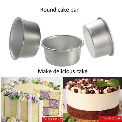 Yeni 2 Inç Alüminyum Alaşımlı yapışmaz Yuvarlak Kek Pişirme Kalıp Pan Bakeware Noel Aracı(Renk:Gümüş)