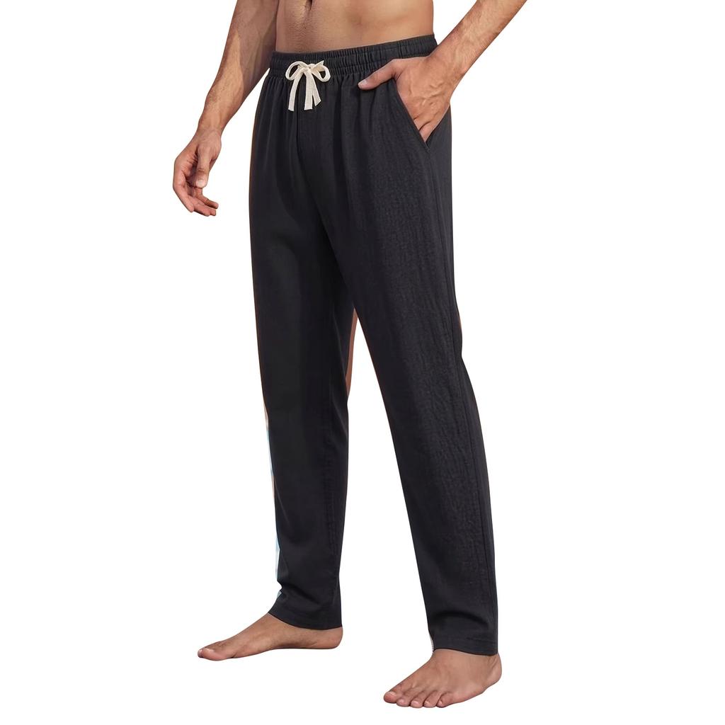 Men's Cotton And Linen Pants - Loose And Breathable - With Drawstring Pockets - Everyday Vacation Straight-leg Pants