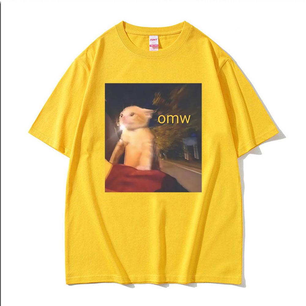Omw! Cat Funny Meme Graphic T-shirts Men Women Clothes Fashion Vintage T Shirts Oversized High Quality T Shirt Cotton Streetwear