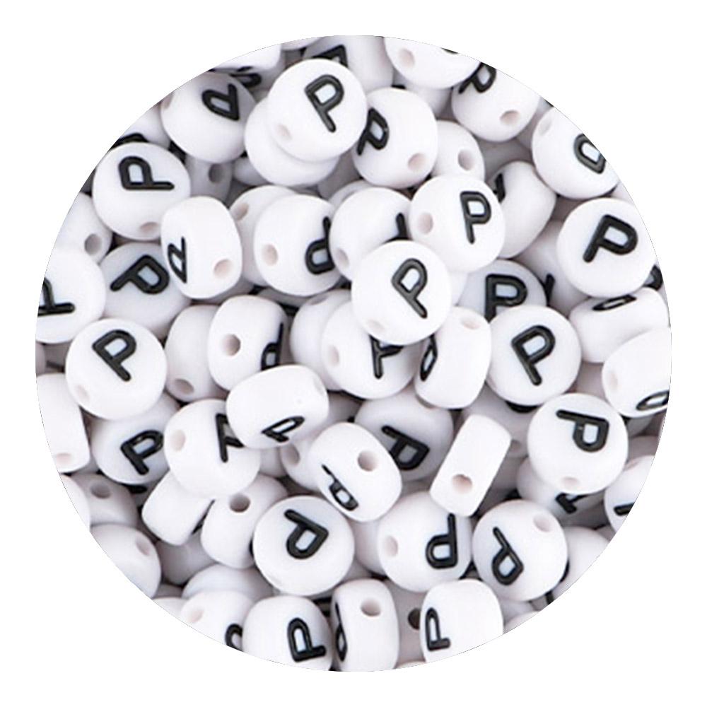 50/100/200pcs/Lot 7x4mm White A-Z Round Alphabet Acrylic Letters Beads Loose Spacer For Jewelry Making DIY Bracelet Accessories