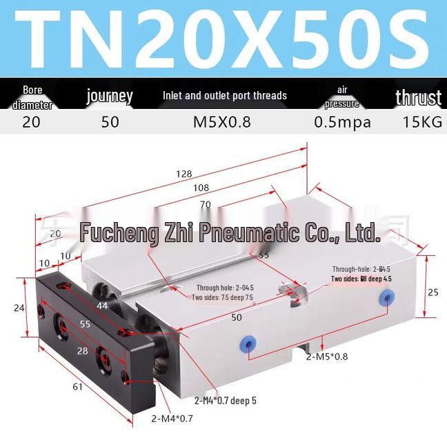 Double Shaft Pneumatic Cylinder with Dual Piston Rods TN10-40