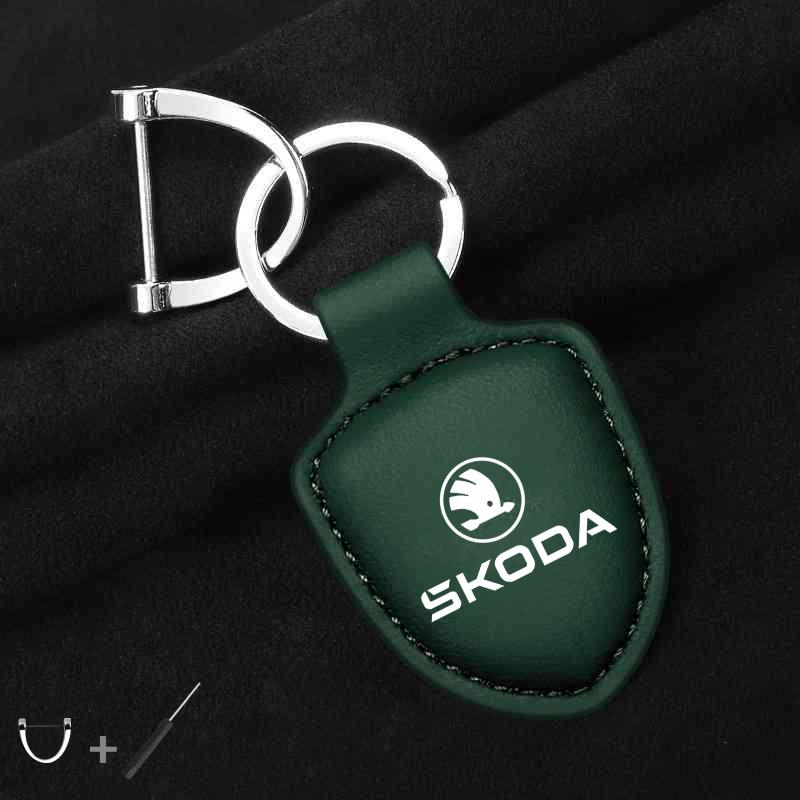 For Skoda Octavia Kodiaq Fabia Vrs Superb Karoq Yeti Rapid Accessories Car Shield Leather Keychain Key Ring Pendant Holder Gift xknz73