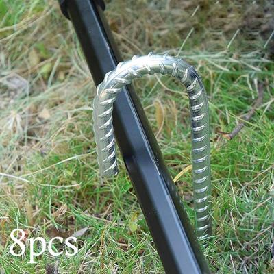8Pcs Steel Stakes Heavy Duty J Hooks Easy To Install Garden Ground Anchors Tent for Canopy