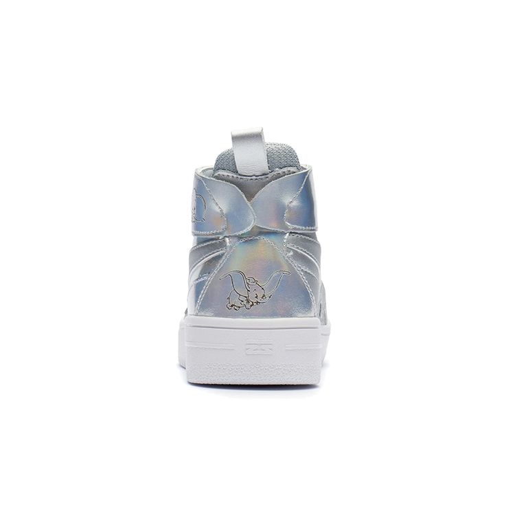 Disney X Li Ning Dumbo Series Comfortable Versatile Shock Absorption High-Top Kids Sneakers Kids Sneakers Silver White YKCR162-1