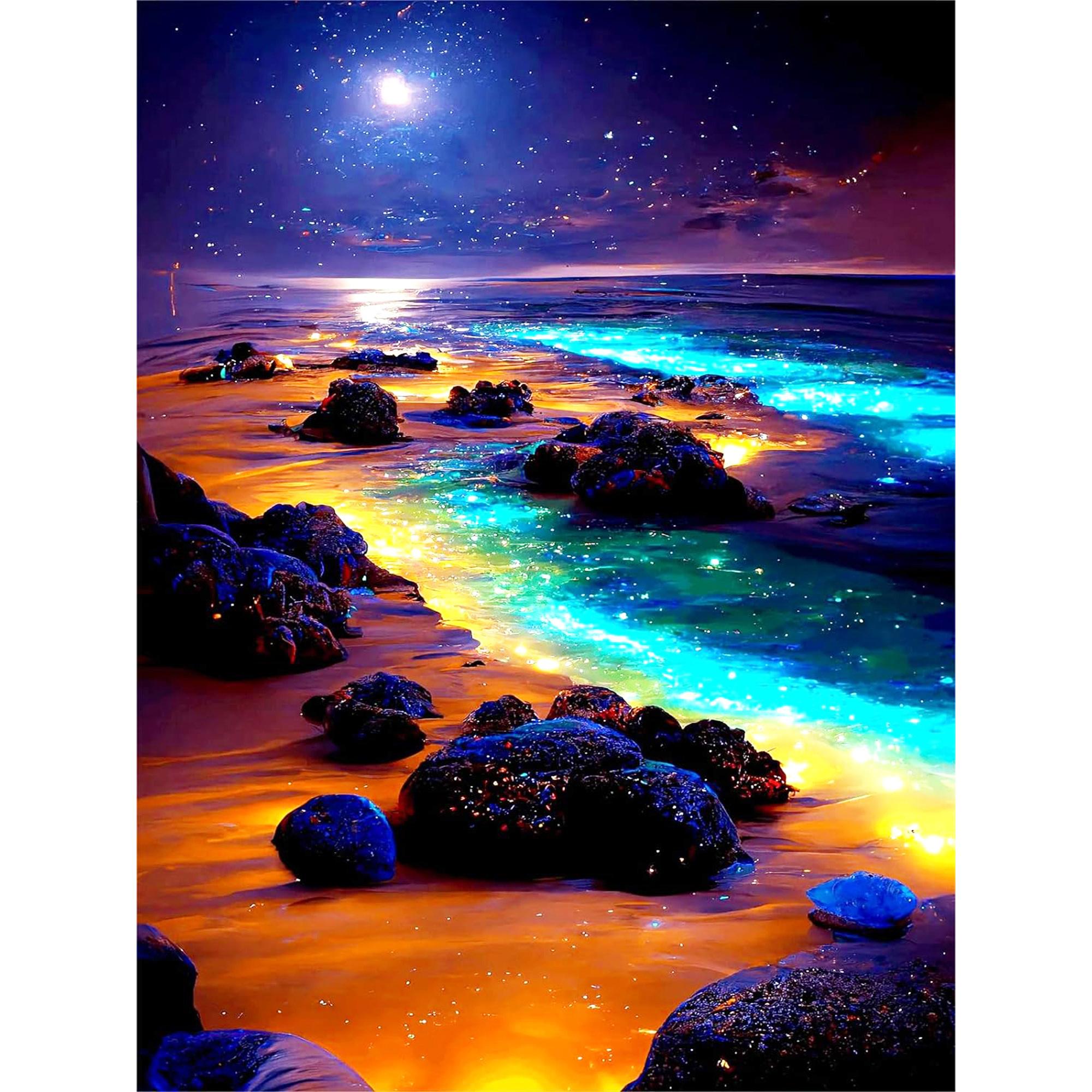 

HuaCan Алмазная картина Ландшафт Полный круглый AB Дрель Пейзажи Картины Пляжная мозаика Картина Вышивка со стразами Художественное ремесло Домашний декор стен Round Drill 50x70cm