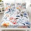 3pcs Fitted Sheet Set Fresh Style Christmas Pine Flora Print 100% Polyester Soft Bedding Set for Home Decor with 2 Pillowcases
