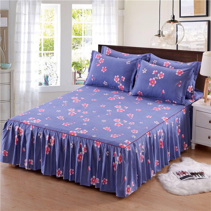 1pc Thickened Sanding Bedspread Soft Non-Slip King Queen Bed Skirt Wedding Fitted Sheet Cover No Pillowcase