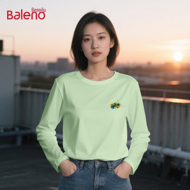 Baleno Women's Pure Cotton Long Sleeve Letter Print T-Shirt