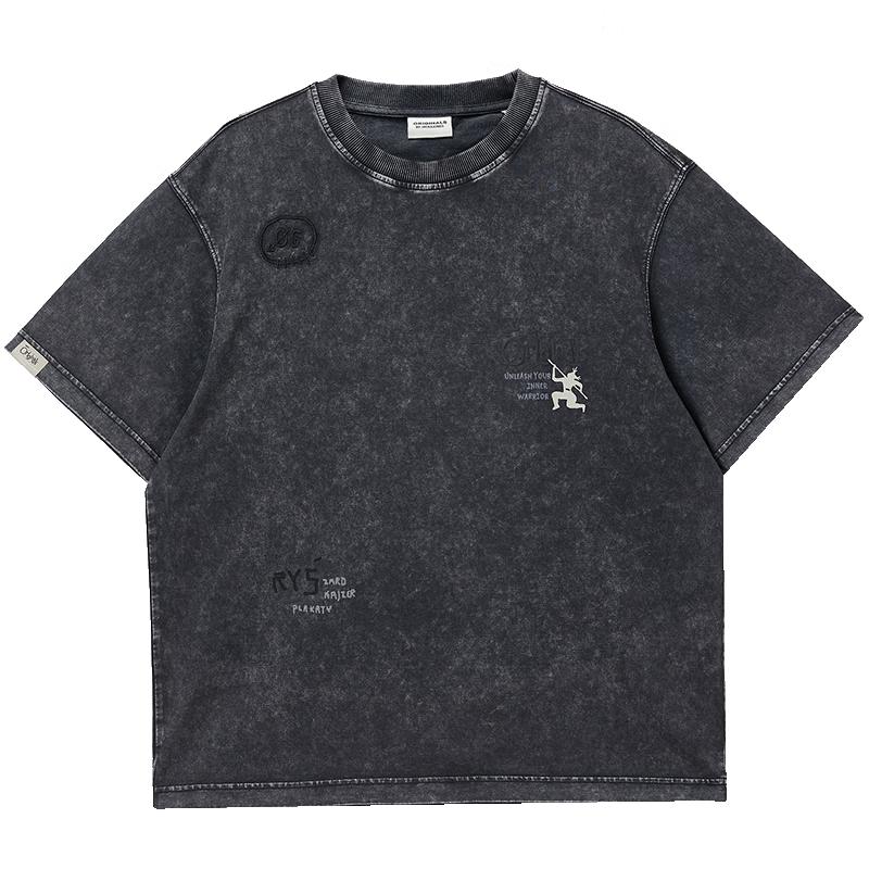 

JACK&JONES Men s Washed 3D Letter Print Loose Fit Short Sleeve T-Shirt S