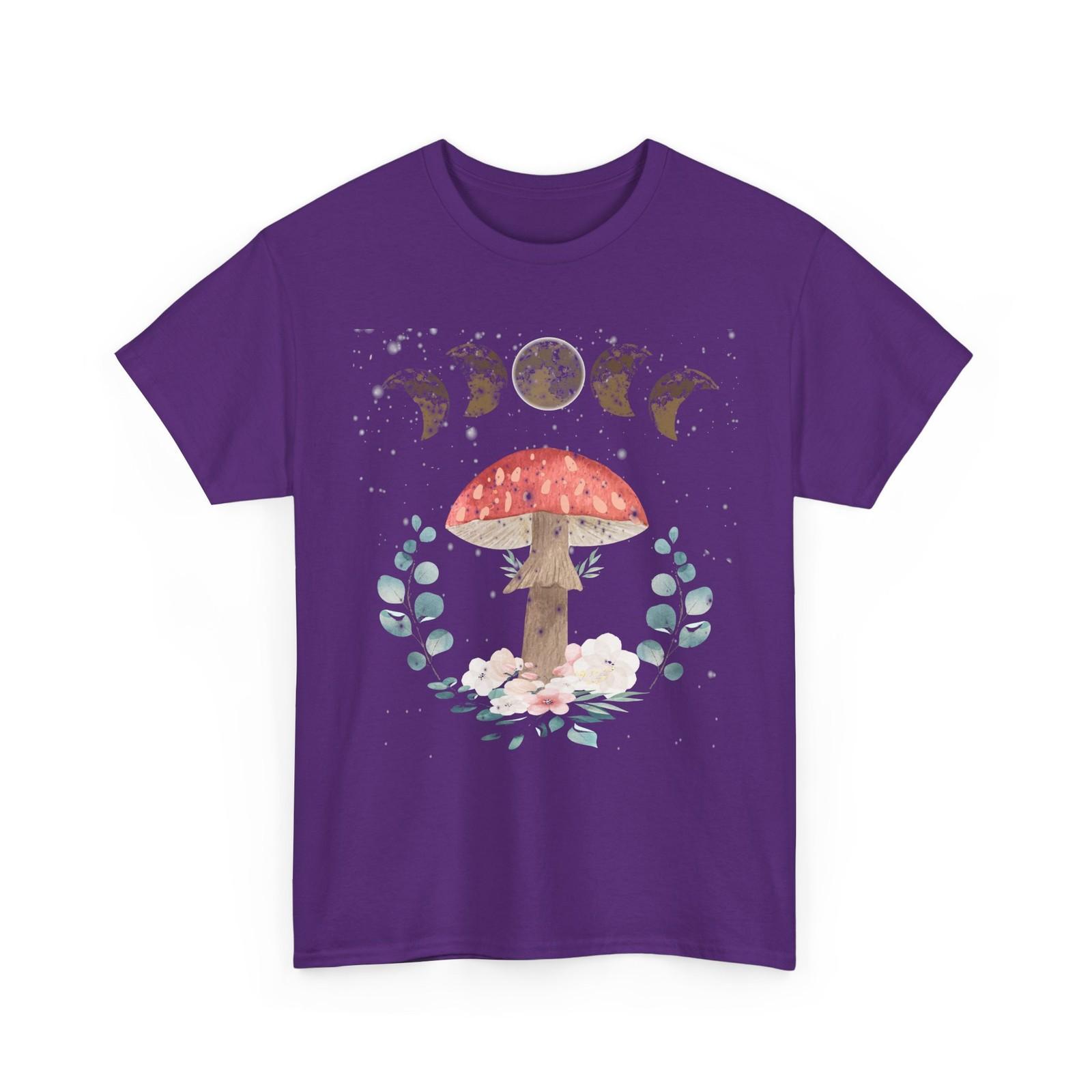 Mushroom Shirt, Mushroom with Moon Phases Fungi Mycology Lovers Men Shirt XXXL