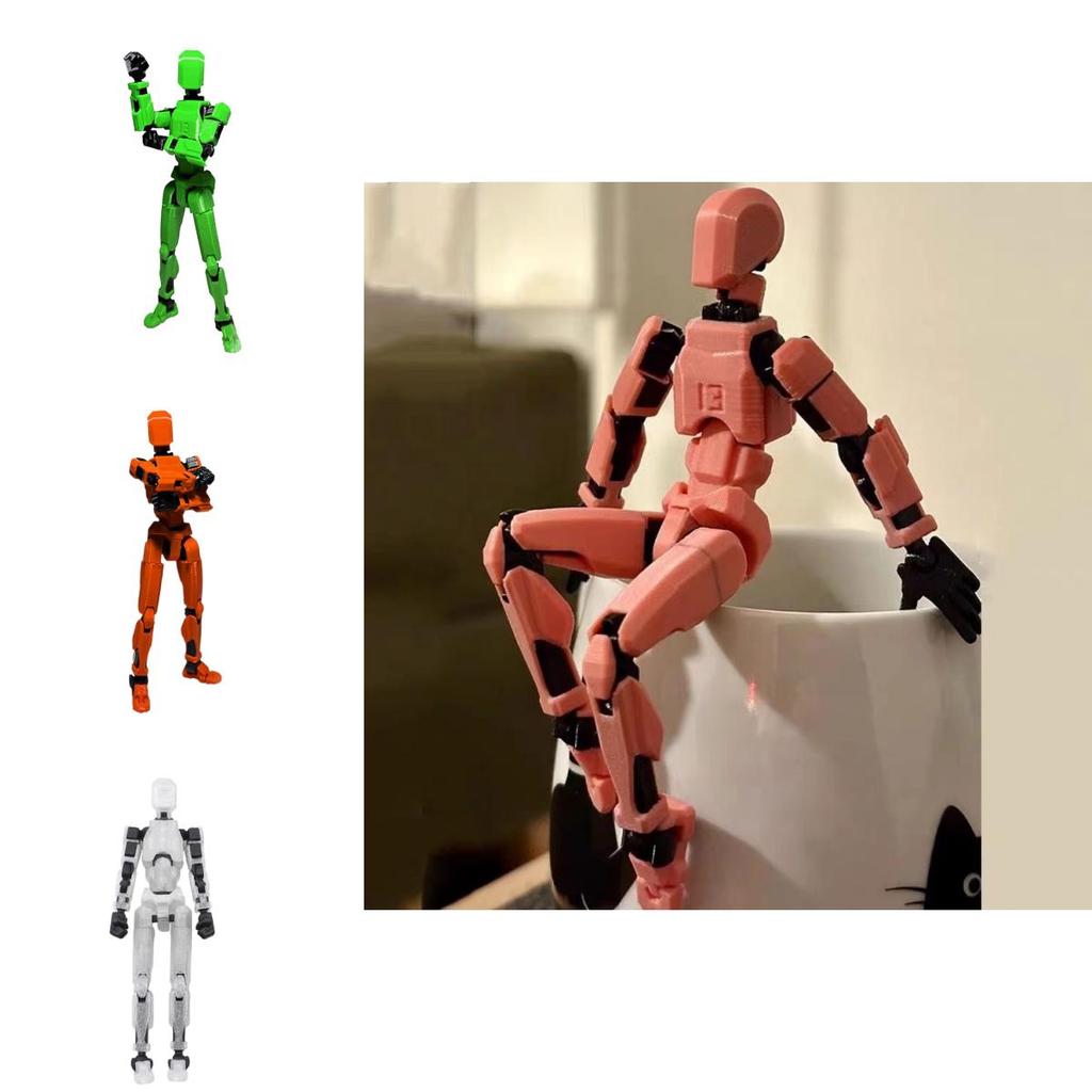 Lucky 13 Vollbewegliche Puppe 3D-gedruckt 3. Generation Dummy-Spielzeug mit 4 Waffen 3 Handtypen Rot Schwarz