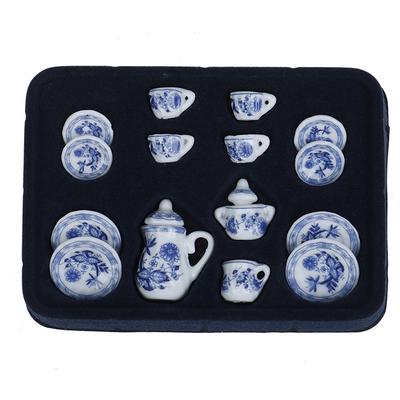15 ks Prenosný Modrý Kvet Stolový Riad Porcelánové Kávové Čajové Šálky Univerzálny 1:12 Domček pre bábiky Miniatúrne