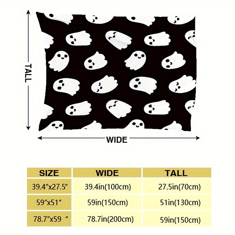 Contemporary Ghost Print Flannel Throw Blanket – Soft Comfortable All-Season Multipurpose Knitted Digital-Print Polyester Blanke