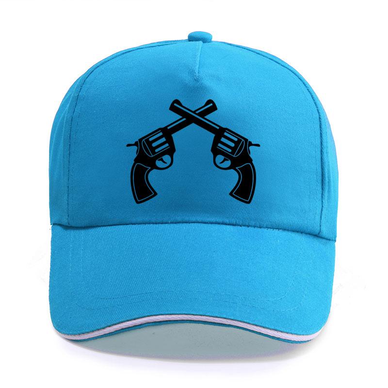 New Summer Double Gun Shooting Pistol Print Cap Unisex Women Unisex Cotton Hat Snapback Hats Trucker Cap SunHats