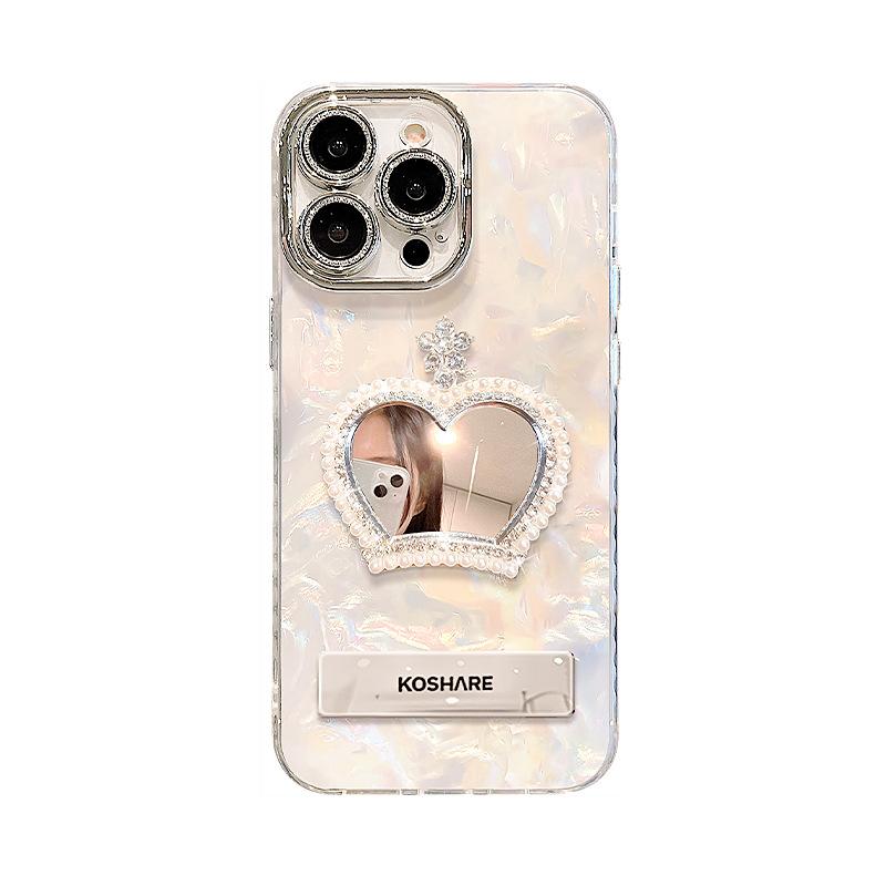 Crown Mirror Bracelet Suitable for Apple 16 Promax Mobile Phone Case 13 High-end Feeling 15 Light Luxury 14 Bracket 11 Girls