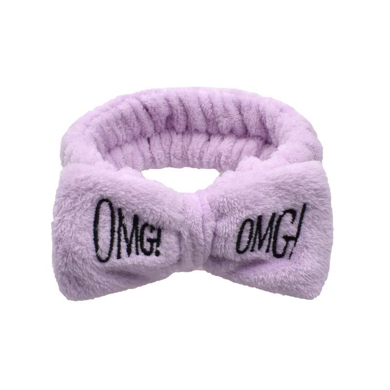 Custom Logo SPA Bowknot Hair Lace Sports Headband Adjustable Elastic OMG Hair Band for Women and Girls Yoga Shower Wash