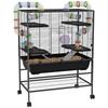 Large Hamster Cage, Gerbil Cage with Tubes, Storage Shelf, Ramps, Platforms, Running Wheel - Black
